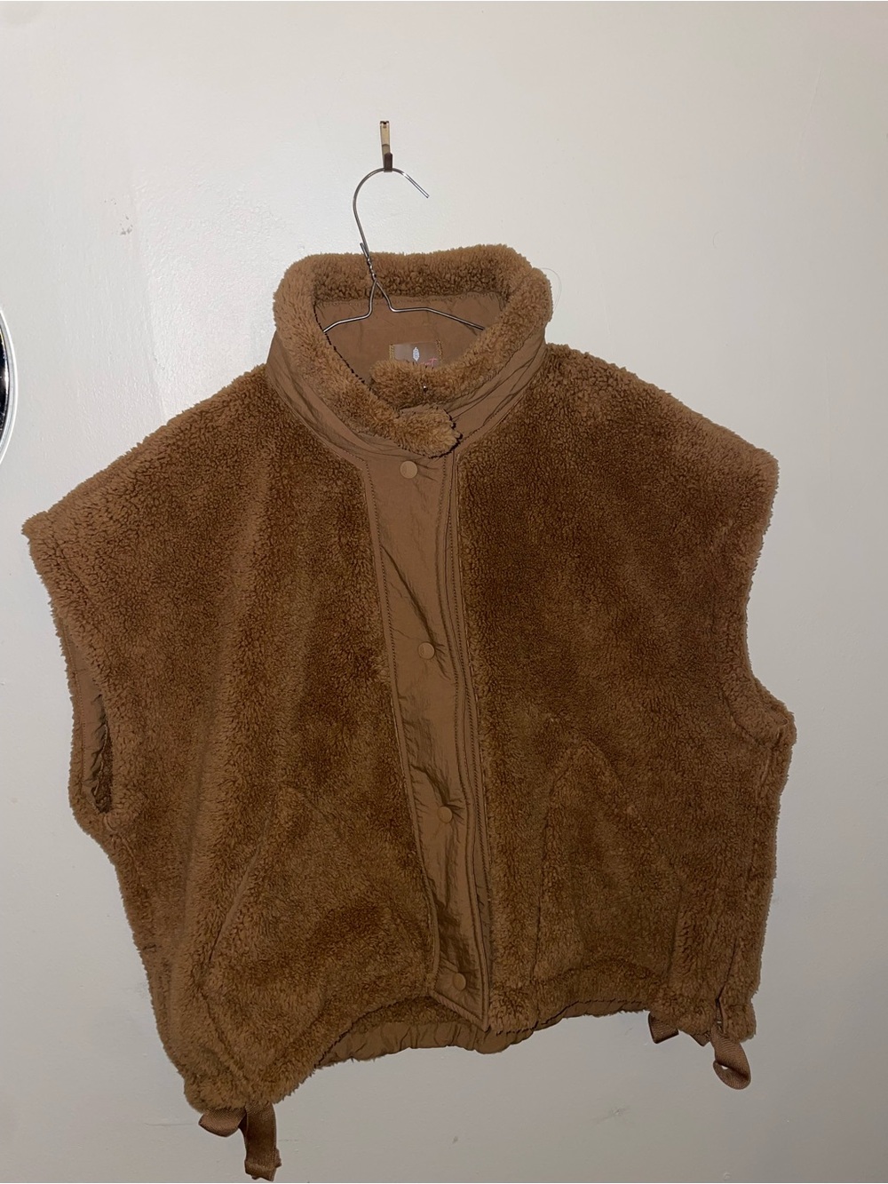 Free People Brown Scout It Out Sherpa Snap-Front Vest